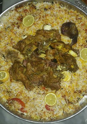 صورة لوصفة رز ولحم حنيذ