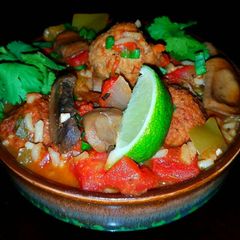 A picture of Mike's Spicy Mexican Meatball & Rice Soup.