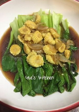 Foto resep Sawi Siram Saos ala Yue's Kitchen