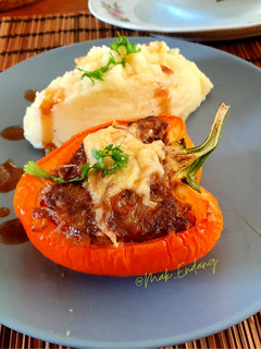 Foto resep Stuff peppers with Minced Beef and Mashed Potato