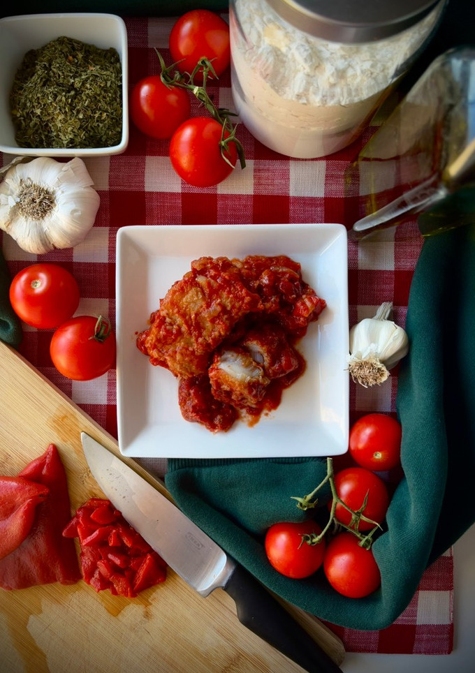 A picture of Cod with Tomato!! 🐟🍅.