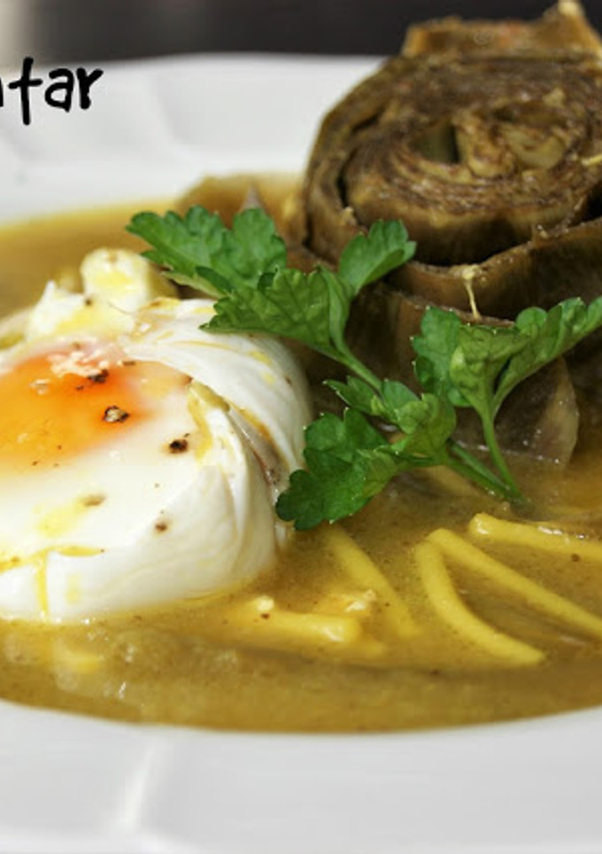 Una foto de Fideos con alcachofas y judías verdes