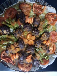 Una foto de Carne picada al horno con verduras