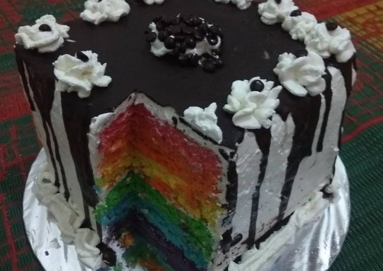 Steam rainbow cake