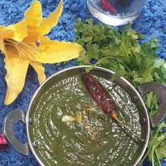 A picture of Garlic spinach (lasuni Palak).
