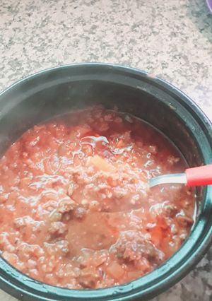 Una foto de Tuco con carne molida