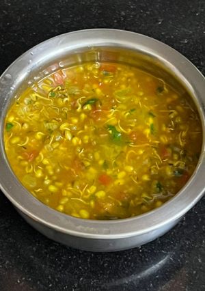 A picture of Green Moong Bean Sprouts Subzi For Breakfast.
