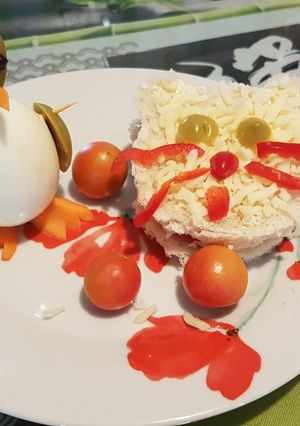 Φωτογραφία της συνταγής Αυγό πιγκουίνος και σάντουιτς γάτα