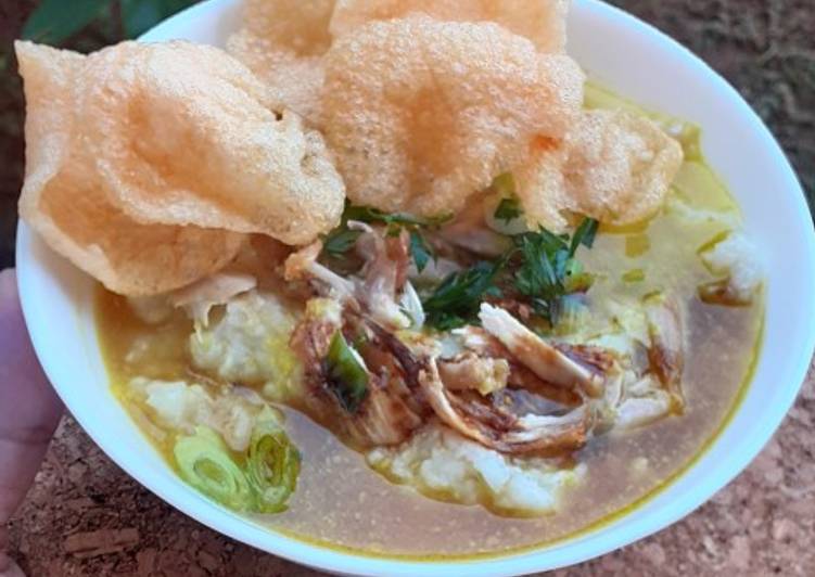 Resep Bubur ayam kuah kuning slow cooker yang Bisa Manjain Lidah