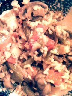 A picture of chicken fried rice.