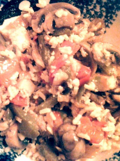 A picture of chicken fried rice.