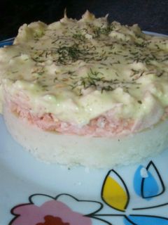 Una foto de Timbal de patata y salmón