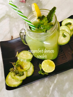 A picture of Cucumber lemon cooler/summer cooler/cucumber juice.