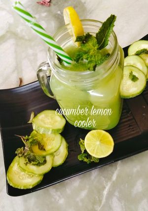 A picture of Cucumber lemon cooler/summer cooler/cucumber juice.