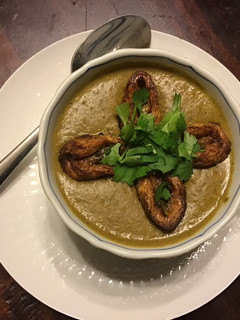 A picture of California Farm Organic Banana Peel Curry Soup.