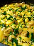 Gnocchi cu cârnați și ciuperci și crema de parmezan cu șofran
