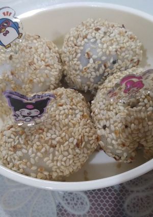 Foto resep Black Sesame Mochi | steamed glutinous rice balls (wijen hitam)