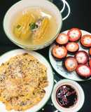 Khổ qua nhồi thịt- trứng chiên thịt- măng cụt