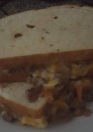 A picture of Cheeseburger grilled cheese sandwiches.