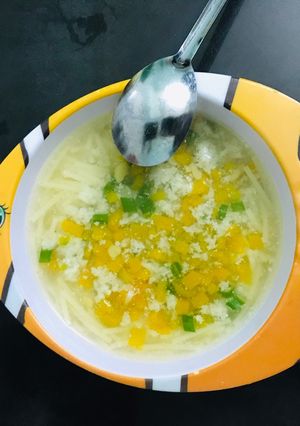 Hình của món Mì somen bí đỏ cá thác lác.
