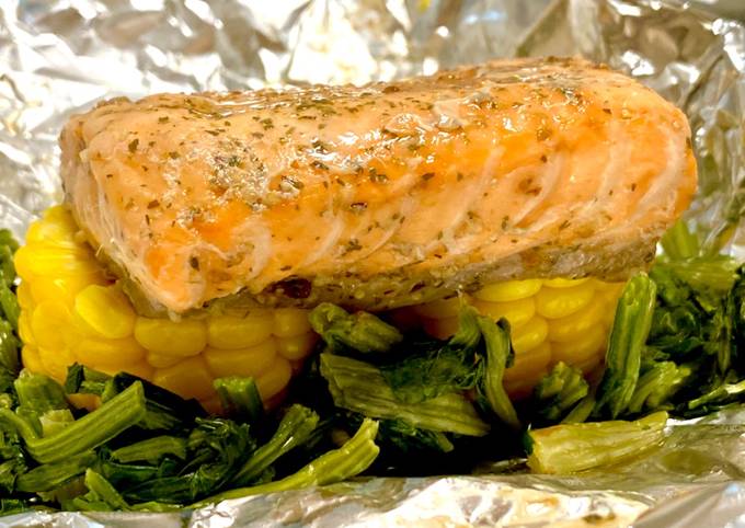Recipe of Favorite Foil Wrapped Salmon &amp; Vegetable Grill