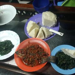 A picture of Ugali fish and sukuma# vegetable contest.