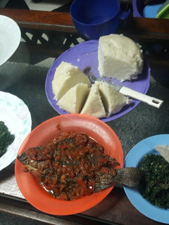 A picture of Ugali fish and sukuma# vegetable contest.