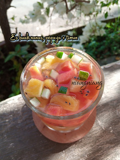 Foto resep Es buah nanas, pepaya + timun