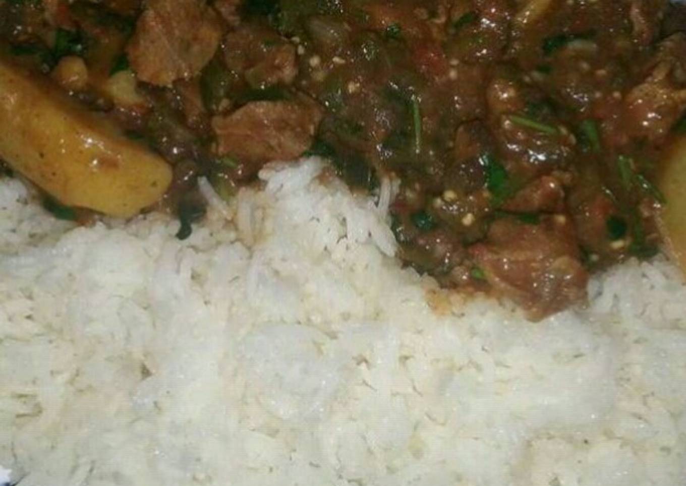 Beef Stew served with Rice