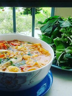 Hình của món Bún riêu tôm.