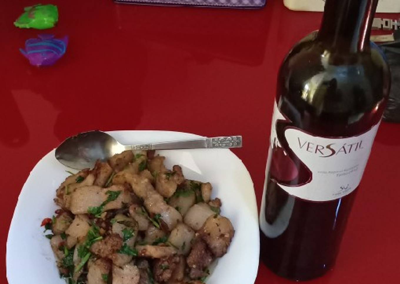 Tumis babi red wine