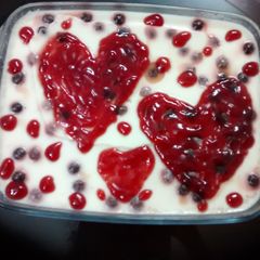A picture of Three layer pudding.