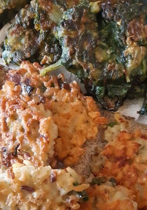 Una foto de Torrejitas de arroz y también de acelga