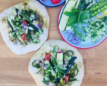 Without Fail Make Recipe Green pizza with seasonal veg zaatar herbs and pineapple  Delicious Perfect