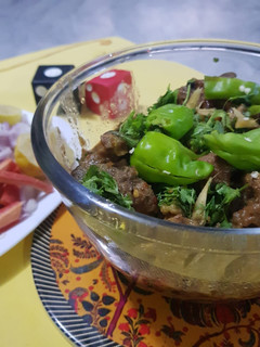 A picture of Mutton white Stew with chilli.