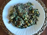 Revuelto de champiñón con espinacas y huevo
