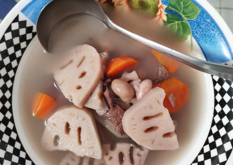 Sup daging akar teratai kacang merah #resep keluarga