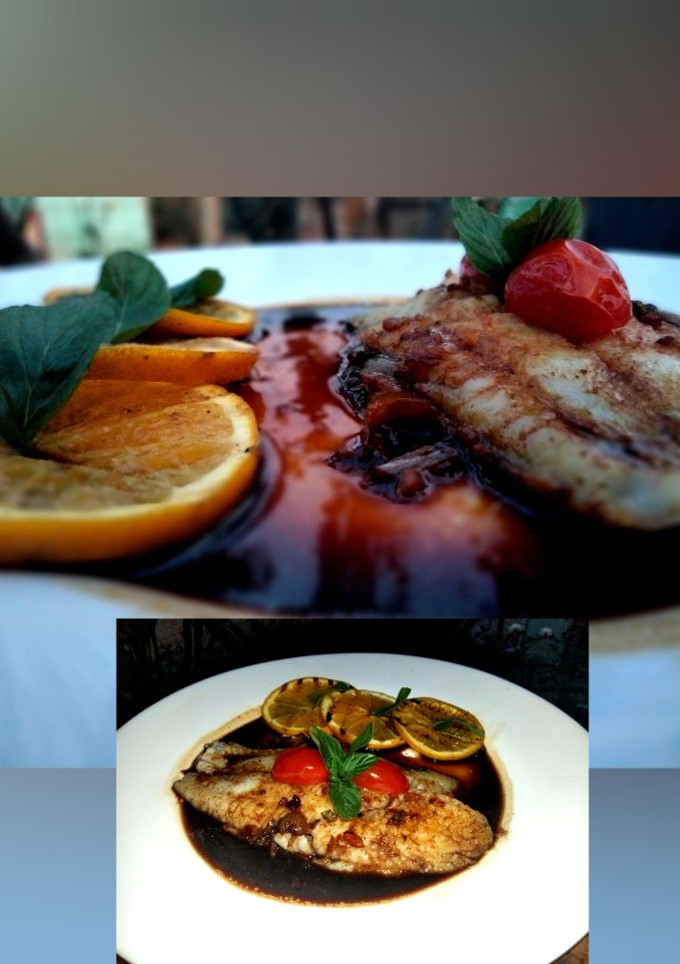 Una foto de Filete de pescado en salsa de soya con jengibre