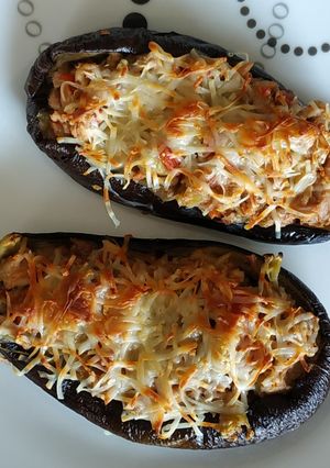 Una foto de Berenjenas rellenas light al microondas