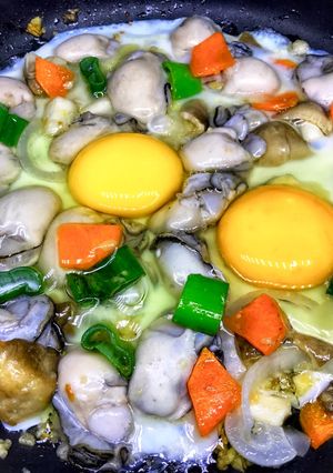 Hình của món Hàu sữa ốp-la ngũ sắc.