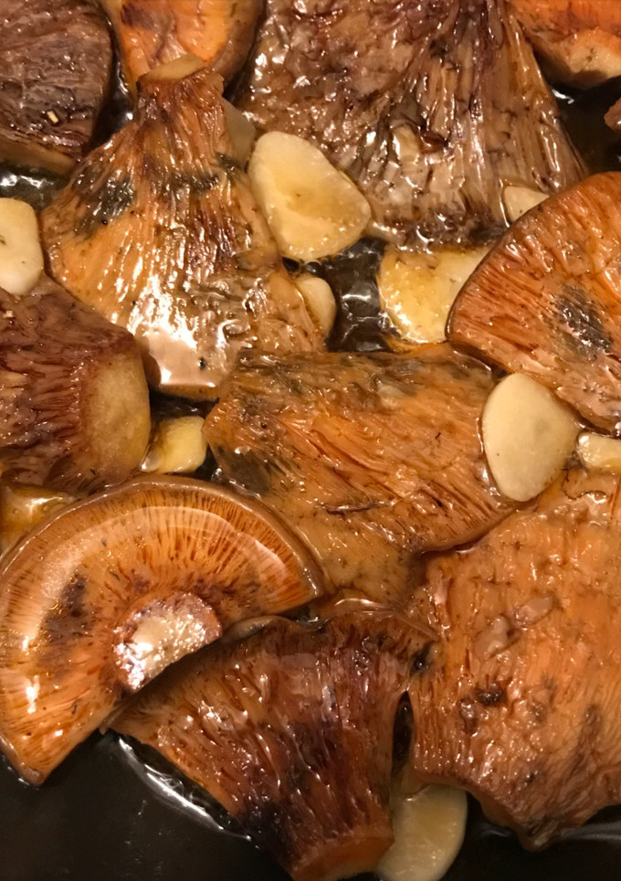 Una foto de Rovellons y esclatasangs(Níscalos) al ajillo