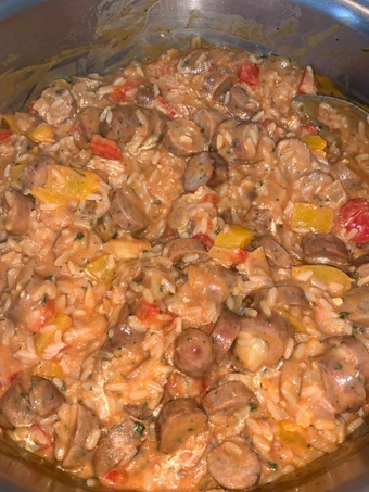 Easy Steps to Prepare Asiago chicken sausage and peppers with rice skillet the Awesome  Perfect