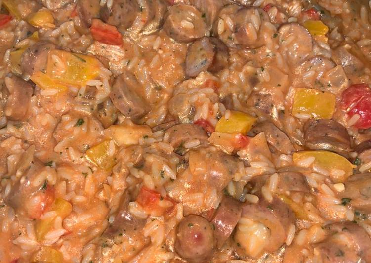 Easiest Way to Prepare Quick Asiago chicken sausage and peppers with rice skillet