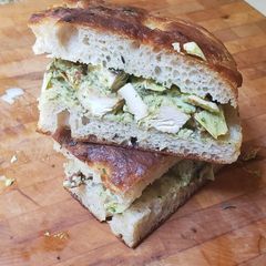 A picture of Focaccia Pesto Chicken Sandwiches.