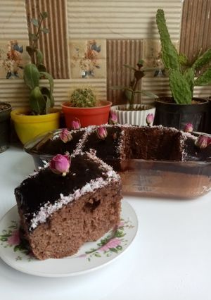 عکسی از دستور کیک با سس شکلاتی
