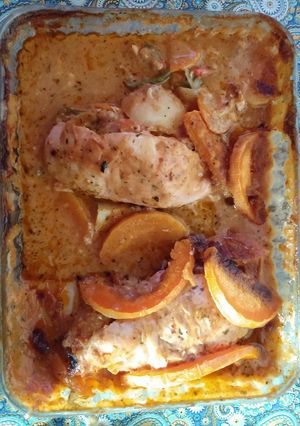 Una foto de Supremas de pollo relleno con papa y calabaza