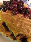 Spelt blueberry pancakes with tahini sauce - vegan