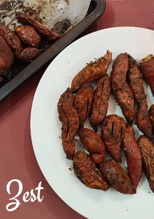 A picture of Seasoned Baked Sweet Potatoes.