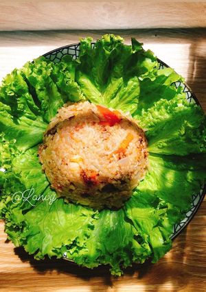 Hình của món Cơm lười bằng nồi cơm điện.