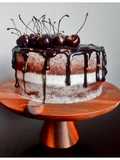 Dark Chocolate Drip cake with Cream cheese and Cherry Jam